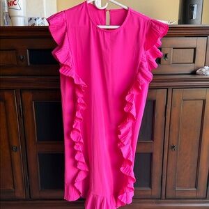 SHEIN Vibrant Pink Ruffled Mini Dress